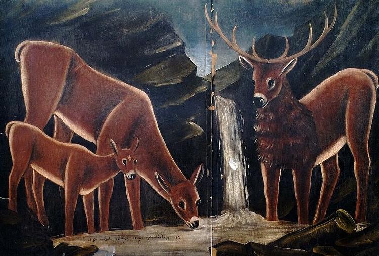 Niko Pirosmanashvili A Family of Deer oil painting picture